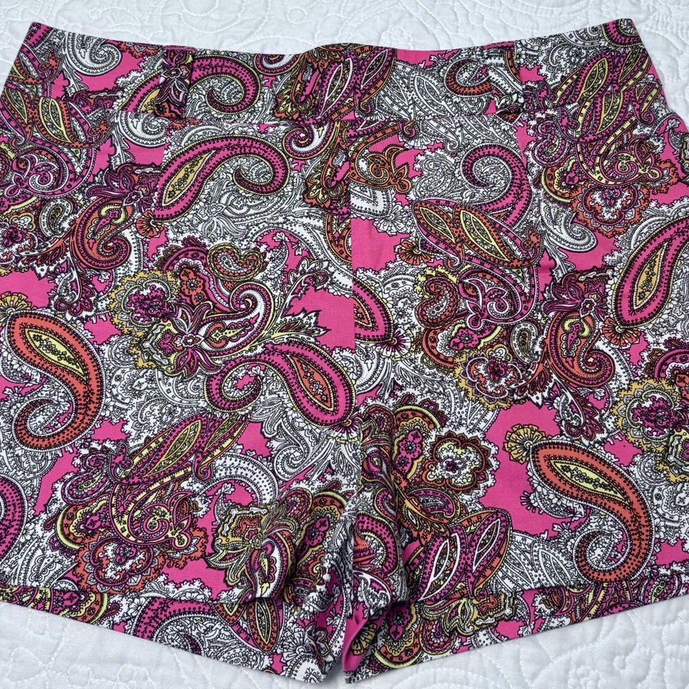 H&M High Waist Paisley Print Shorts - Pink and Black